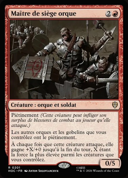 Maître de siège orque, carte Magic HOC 201 — extension The Hobbit Eternal