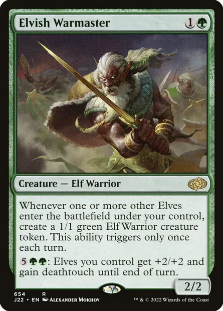 Elvish Warmaster, Magic card J22 654 — Jumpstart 2022 set