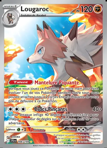 Lougaroc, carte Pokémon JTG 166 — extension Aventures Ensemble