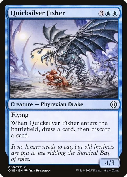 Quicksilver Fisher, Magic card ONE 66 — Phyrexia: All Will Be One set