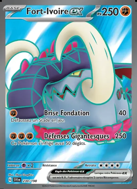 Fort-Ivoire-ex, carte Pokémon SVI 230 — extension Écarlate et Violet