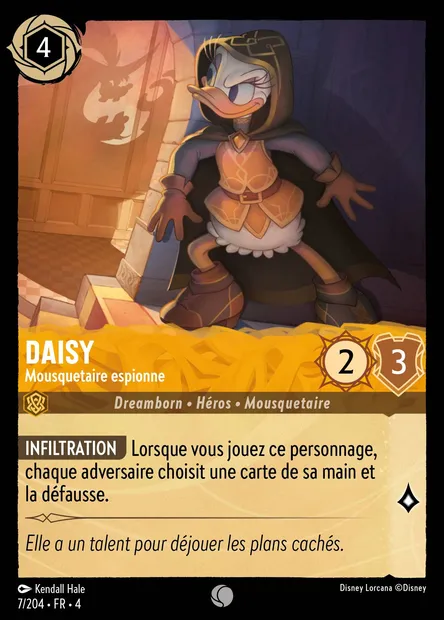 Daisy - Mousquetaire espionne, carte Disney Lorcana CH4-007 — extension Le Retour d'Ursula