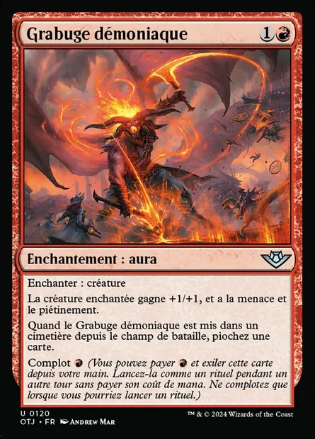 Grabuge démoniaque, carte Magic OTJ 120 — extension Outlaws of Thunder Junction