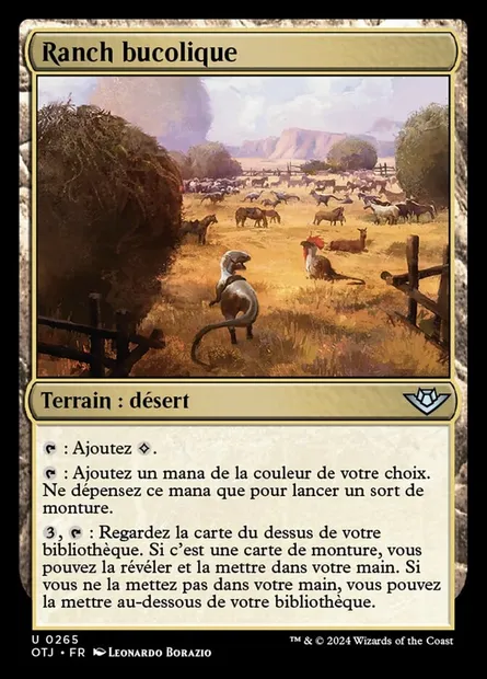Ranch bucolique, carte Magic OTJ 265 — extension Outlaws of Thunder Junction