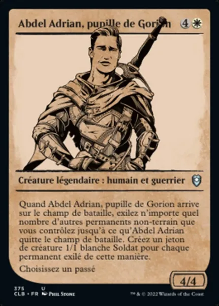 Abdel Adrian, pupille de Gorion, carte Magic CLB 375 — extension Commander Légendes : la bataille de la Porte de Baldur