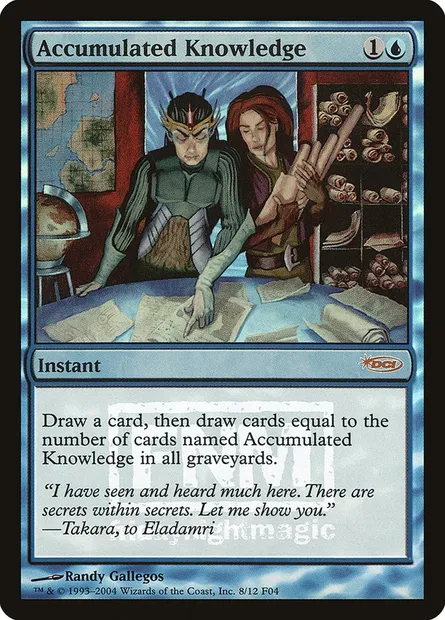 Accumulated Knowledge, Magic card F04 8 — Friday Night Magic 2004 set