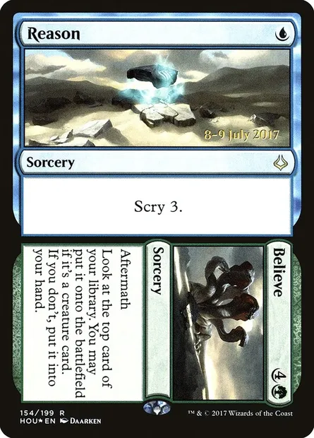 Raison // Croire, carte Magic PHOU 154s — extension Hour of Devastation Promos