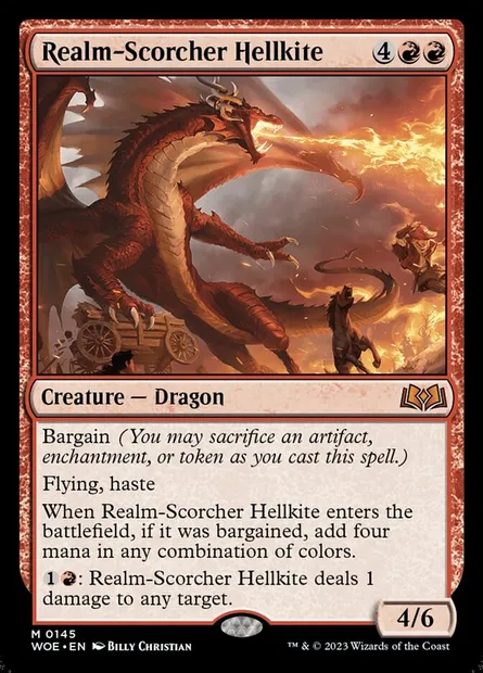 Realm-Scorcher Hellkite, Magic card WOE 145 — Wilds of Eldraine set