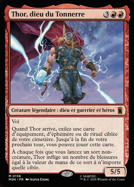Thor, dieu du Tonnerre, carte Magic MSH 156 — extension Marvel Super Heroes