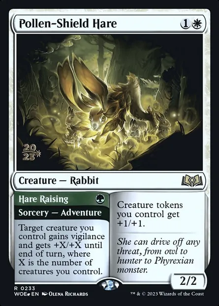 Pollen-Shield Hare // Hare Raising, Magic card PWOE 233s — Wilds of Eldraine Promos set