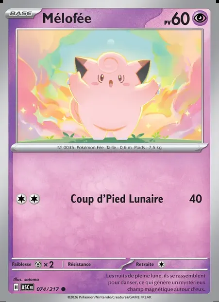 Mélofée, carte Pokémon ASC 074 — extension Héros Transcendants