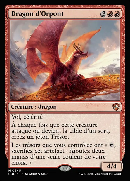 Dragon d'Orpont, carte Magic SOC 245 — extension Secrets of Strixhaven Commander