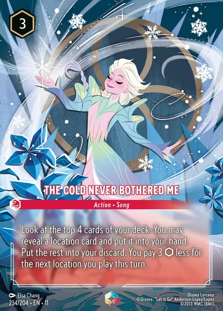 The Cold Never Bothered Me, Disney Lorcana card CH11-234 — Winterspell set