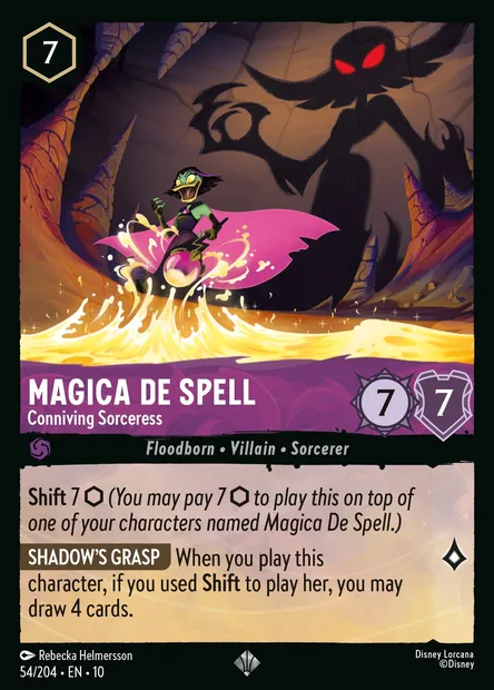 Magica De Spell - Conniving Sorceress, Disney Lorcana card CH10-054 — Whispers in the Well set