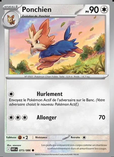 Ponchien, carte Pokémon WHT 075 — extension Flamme Blanche