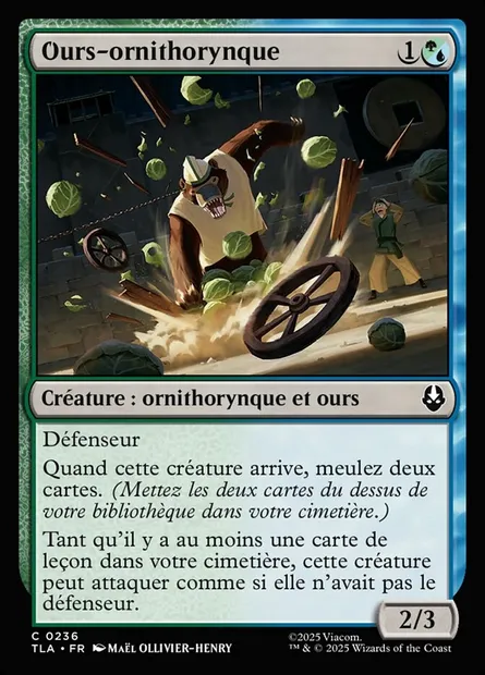 Ours-ornithorynque, carte Magic TLA 236 — extension Avatar: The Last Airbender