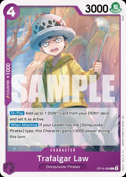 Trafalgar Law, One Piece card OP16-068 — THE TIME OF BATTLE set