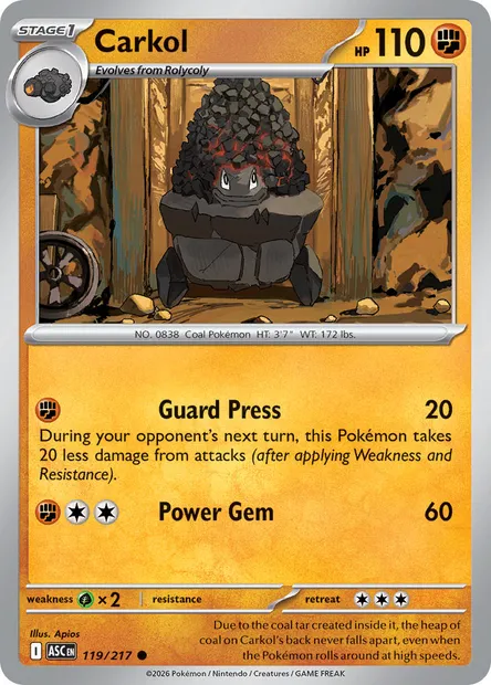 Carkol, Pokémon card ASC 119 — Ascended Heroes set