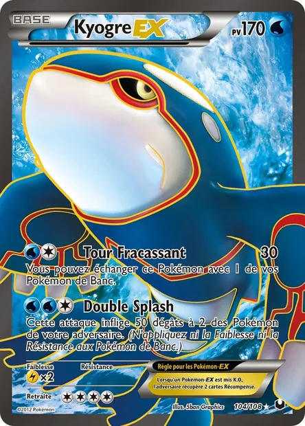 Kyogre-EX, carte Pokémon DEX 104 — extension Explorateurs Obscurs