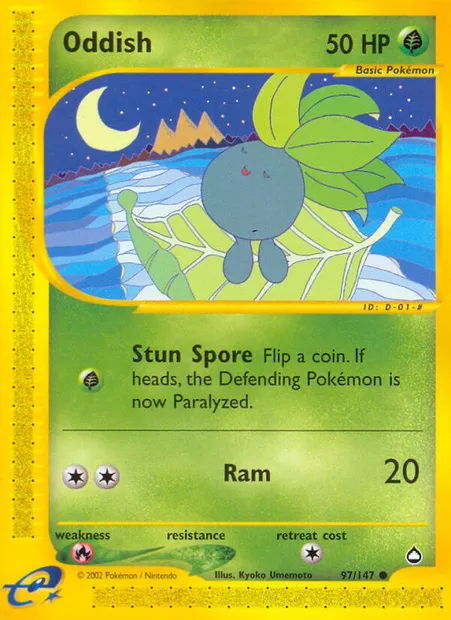 Oddish, Pokémon card AQ 97 — Aquapolis set