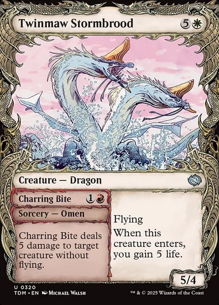 Twinmaw Stormbrood // Charring Bite, Magic card TDM 320 — Tarkir: Dragonstorm set