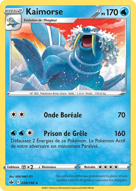 Kaimorse, carte Pokémon CRE 39 — extension Règne de Glace