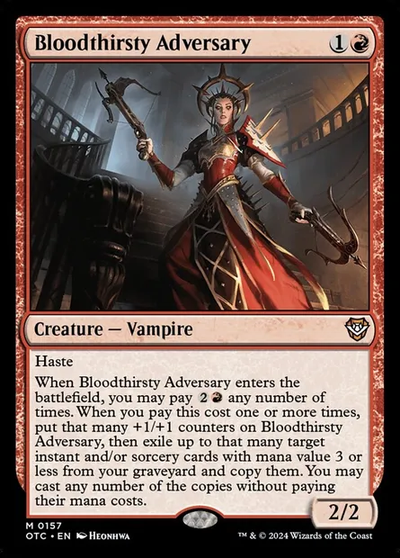 Bloodthirsty Adversary, Magic card OTC 157 — Outlaws of Thunder Junction Commander set