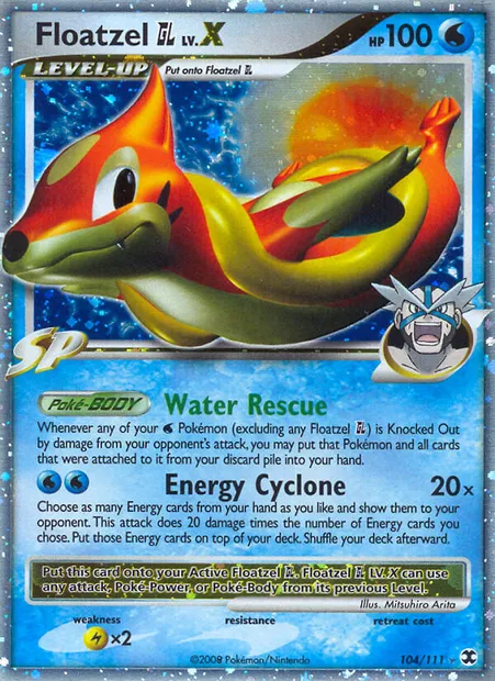 Floatzel GL LV.X, Pokémon card RR 104 — Rising Rivals set