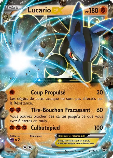 Lucario EX, carte Pokémon FFI 54 — extension Poings Furieux