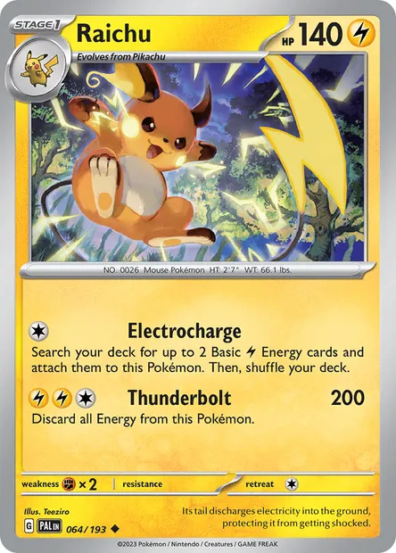 Raichu, Pokémon card PAL 064 — Paldea Evolved set