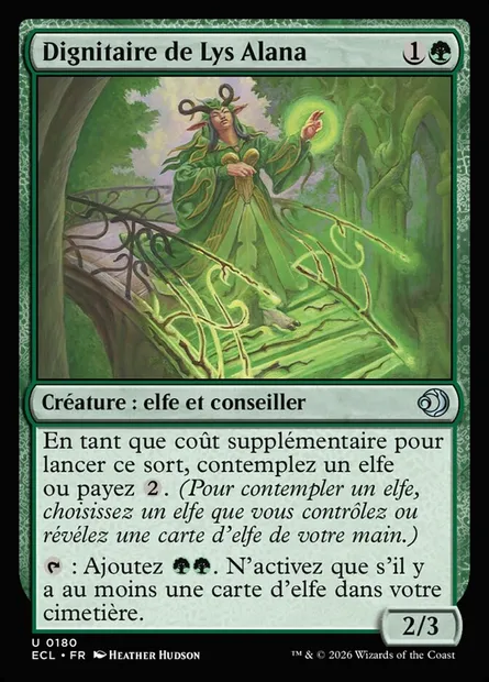 Dignitaire de Lys Alana, carte Magic ECL 180 — extension Lorwyn Eclipsed