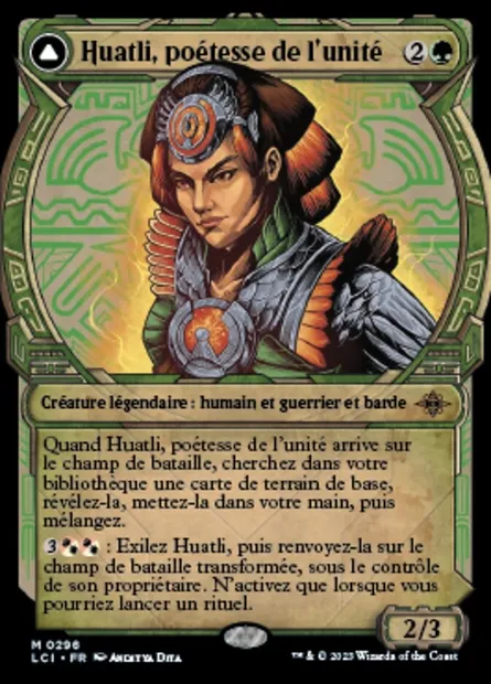 Huatli, poétesse de l'unité // Rugissement du Cinquième peuple, carte Magic LCI 296 — extension The Lost Caverns of Ixalan
