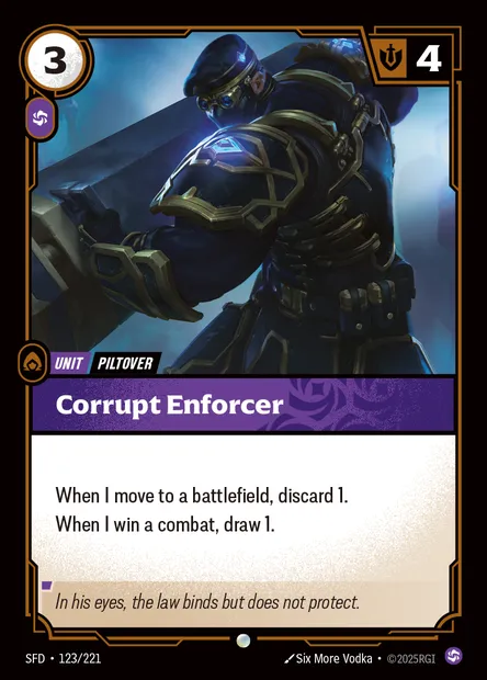 Corrupt Enforcer, Riftbound card SFD 123 — Spiritforged set