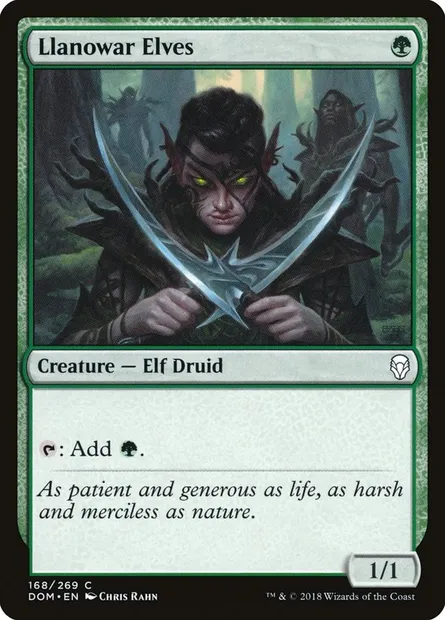 Llanowar Elves, Magic card DOM 168 — Dominaria set