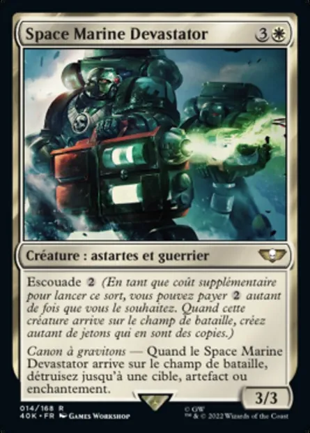 Space Marine Devastator, carte Magic 40K 14 — extension Warhammer 40,000 Commander