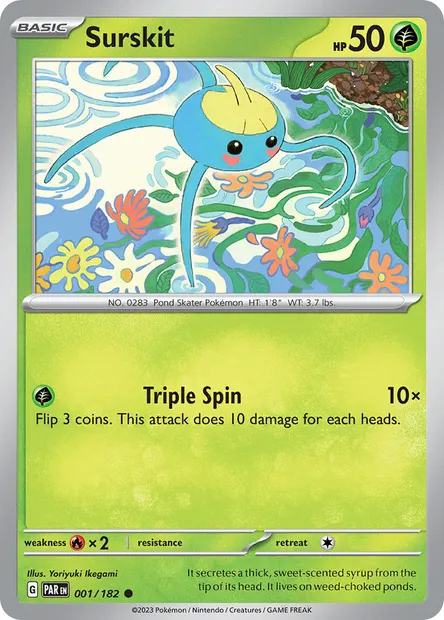 Surskit, Pokémon card PAR 001 — Paradox Rift set