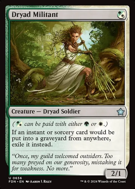 Dryad Militant, Magic card FDN 656 — Foundations set