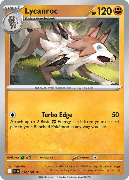Lycanroc, Pokémon card TEF 090 — Temporal Forces set