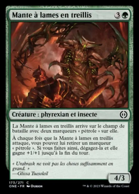 Mante à lames en treillis, carte Magic ONE 173 — extension Tous Phyrexians