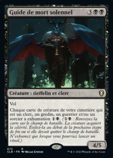 Guide de mort solennel, carte Magic CLB 672 — extension Commander Légendes : la bataille de la Porte de Baldur