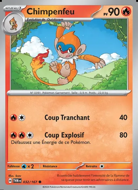 Chimpenfeu, carte Pokémon TWM 032 — extension Mascarade Crépusculaire