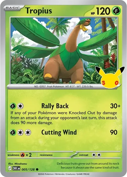 Tropius, Pokémon card 30C 005 — 30th Celebration set