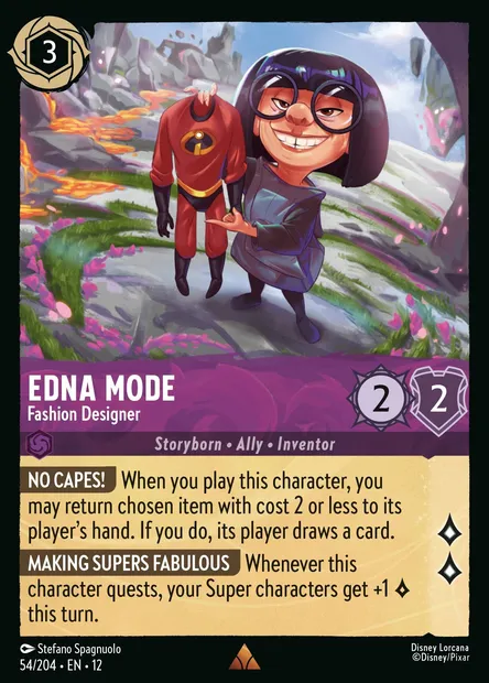 Edna Mode - Fashion Designer, Disney Lorcana card CH12-054 — Wilds Unknown set
