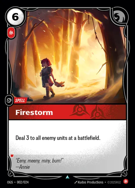 Firestorm, carte Riftbound OGS 002 — extension Proving Grounds