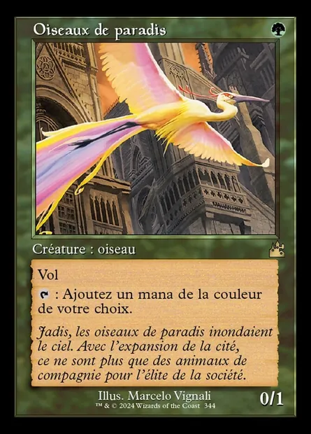 Oiseaux de paradis, carte Magic RVR 344 — extension Ravnica Remastered