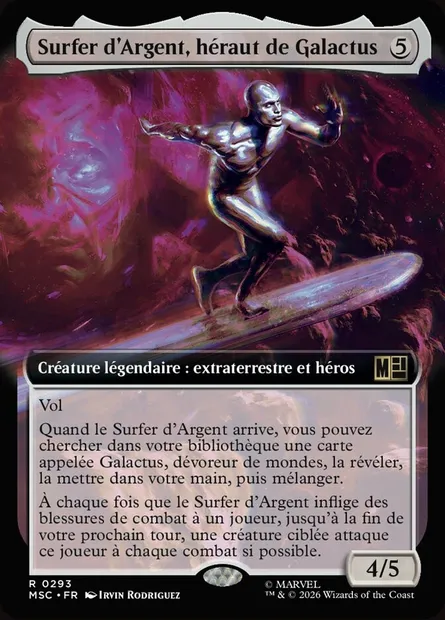 Surfer d'Argent, héraut de Galactus, carte Magic MSC 293 — extension Marvel Super Heroes Commander