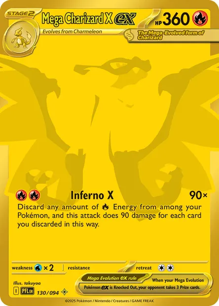 Mega Charizard X ex, Pokémon card PFL 130 — Phantasmal Flames set