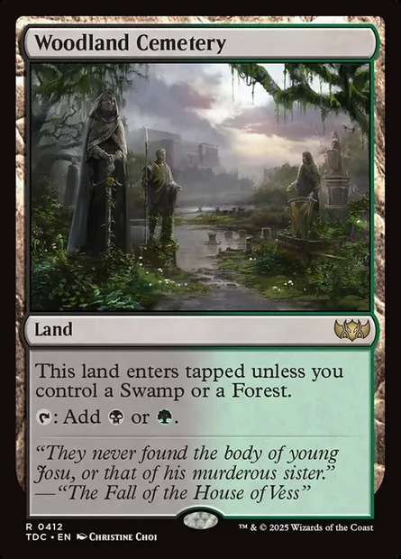 Woodland Cemetery, Magic card TDC 412 — Tarkir: Dragonstorm Commander set