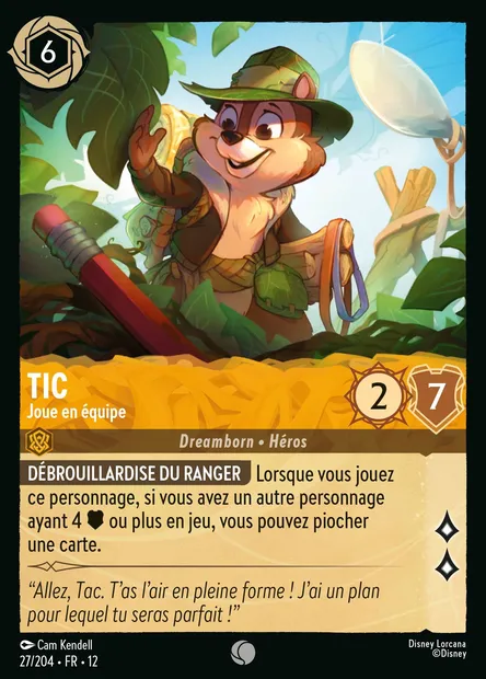 Tic - Joue en équipe, carte Disney Lorcana CH12-027 — extension Contrées Inconnues
