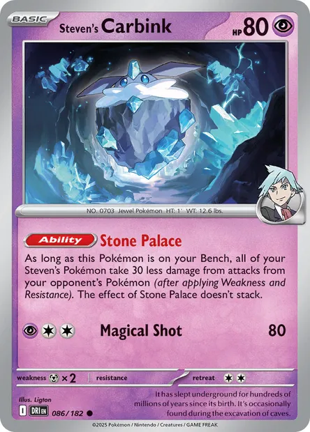 Steven's Carbink, Pokémon card DRI 086 — Destined Rivals set